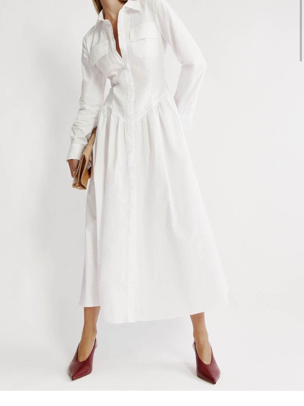 Bardot White Button-Front Shirt Midi Dress